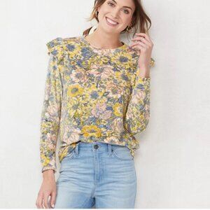 LC Lauren Conrad Ruffle Shoulder Sweatshirt Sz L